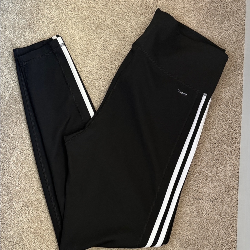 Adidas Women’s Black and White Striped Leggings - Picture 4 of 5